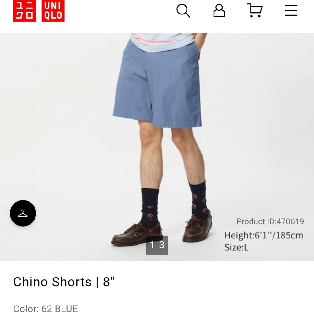 Uniqlo X JW Anderson Blue Flat Front Classic Chino Shorts XL